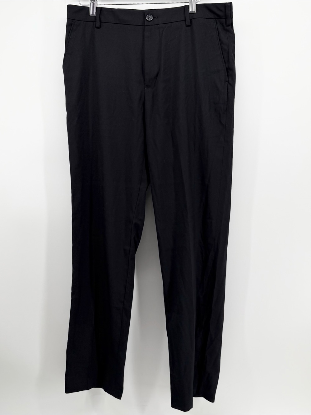 Van Heusen 33x32 Black Straight Leg Dress Pants Flex Waist - Picture 2 of 8